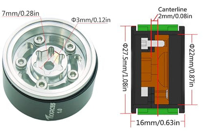 Offsets -2 Aluminum 1.0 Aluminum Beadlock Wheels Rims for 1/18 1/24 RC Crawler Car 4PCS (Silver) FK - color: Silver