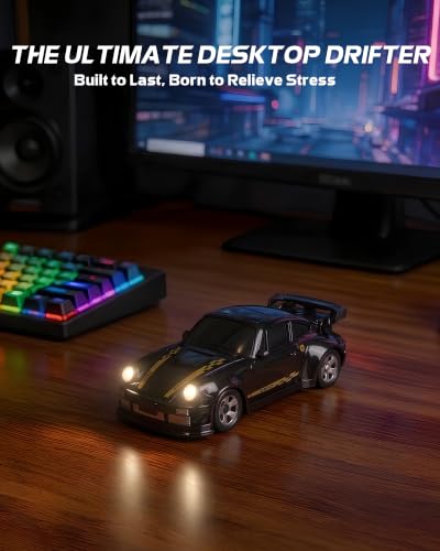 ARRIS 1/64 Micro Desktop RC Drift Car 4WD with 2-Speed Modes RTR | Pocket Size Design, LED Lights, Stunt Driving, Smooth Drifting, Indoor Fun - color: Black