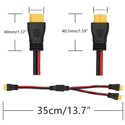 XT60 Parallel Battery Connector Cable, 12AWG XT60 Y Splitter Adapter Cable | XT60 RC Lithium Paralle Power Cord 1FT, 1 Male to 2 Female Y Splitter Adapter Cable, Plug and Play, for RC Multicopter - style: XT60 Splitter Cable 1 Male to 2 Female