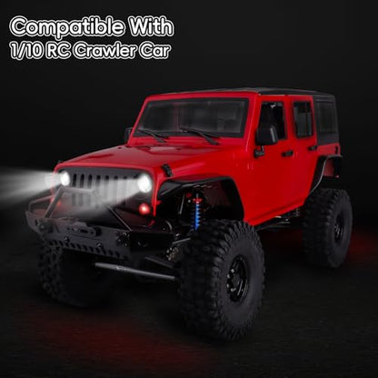 4Leds LED Lights Headlights Taillight Kit Accessories Compatible with Traxxas Arrma Axial SCX10 Redcat RC4WD HSP Tamiya RC Car Truck Tank Crawler (2 Red & 2 White)