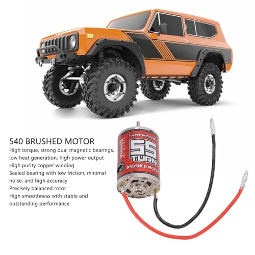 RC Crawler Motor, High Torque Copper Winding 55T, 540 Brushed Motor Direct Soldering Leads 1/10 Scale for RC Enthusiasts Off-Road Adventures Rock Crawling and Vehicle Upgrade Projects