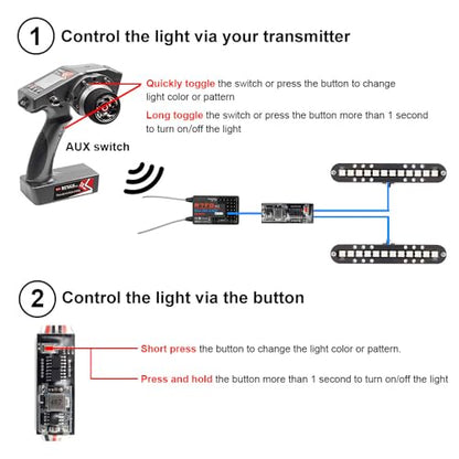 RC LED Light Bar Roof Lamp Headlight Tail Light Kit Bumper Light Compatible with Traxxas RC Car Truck Crawler Tamiya Losi HPI Rustler Axial Police Lights (100mm 2 Bar) - style: 100mm 2 Bar