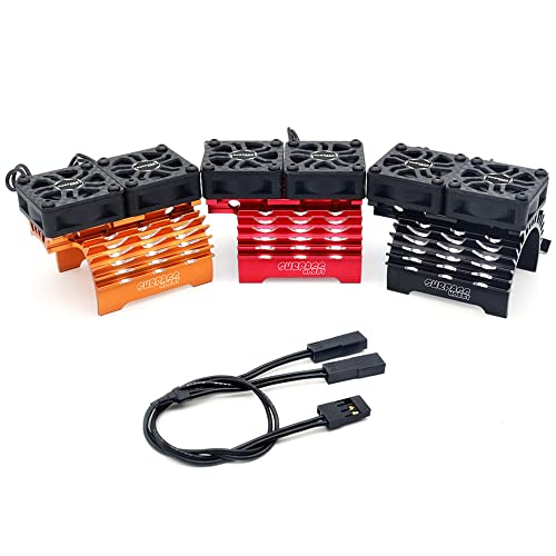 30mm RC Motor Cooling Fans, Hobby Twin Fan with Metal Heatsink for 1/8 1/10 RC Car 3650 3660 540 550 (30mm Red for 40/42mm Motor) - style: 30mm Red for 40/42mm Motor