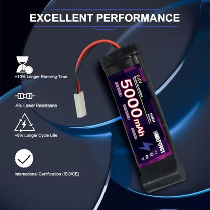 8.4V RC NiMH Battery 5000mAh Capacity Rechargeable 7-Cell Flat Battery Pack with TMY Plug(2 Packs) - color: 8.4V-2