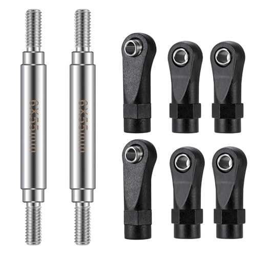 2Pcs Stainless Steel Link Rod Linkage Plastic Link Rod End，55mm | 55mm-155mm，Upgrade Parts，For Axial 1/10 SCX10 TRX4，RC Crawler Car - style: 55mm