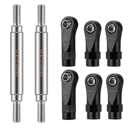 2Pcs Stainless Steel Link Rod Linkage Plastic Link Rod End，55mm | 55mm-155mm，Upgrade Parts，For Axial 1/10 SCX10 TRX4，RC Crawler Car - style: 55mm
