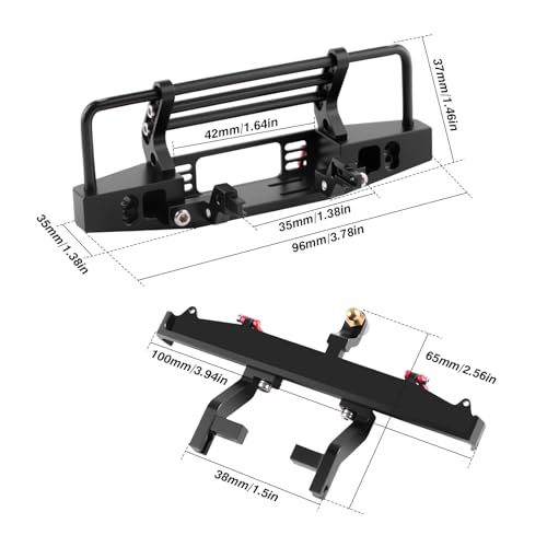 Metal Front & Rear Bumper with Winch for TRX4M Defender | Scale Appearance, Metal Construction, 1/18 RC Crawler Upgrades, Easy Installation