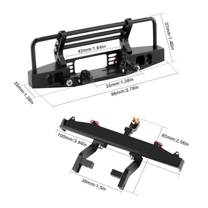 Metal Front & Rear Bumper with Winch for TRX4M Defender | Scale Appearance, Metal Construction, 1/18 RC Crawler Upgrades, Easy Installation