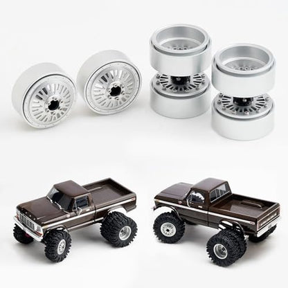 DJX CNC 1.3 inch Front Rear Dually Beadlock Wheels Rim for RC Crawler Car 1/24 Axial SCX24 F150 C10 1/18 Redcat Ascent18 Traxxas TRX4M RC Upgrades Parts(Silver) - color: Sliver