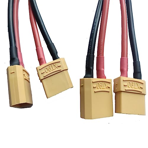 2 pcs XT90 Male Plug Connector to XT90 Female Plug Connector Adapter Extension Cable with 30cm 12AWG Silicone Wire