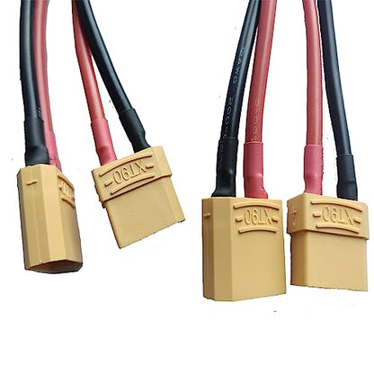 2 pcs XT90 Male Plug Connector to XT90 Female Plug Connector Adapter Extension Cable with 30cm 12AWG Silicone Wire