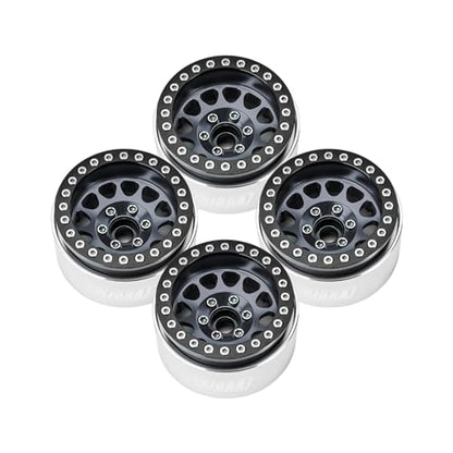 INJORA 1.9 Beadlock Wheel Offset -10.4mm for 1/10 RC Crawler (Black＆Grey) - color: Black&grey