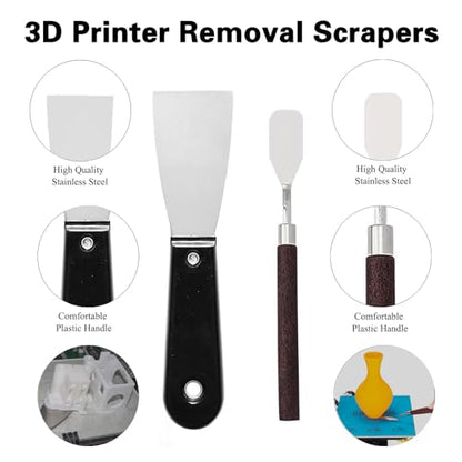 24Pcs 3D Printer Tools Kit, 3D Printer Accessories Removal Tools Includes Nozzle Cleaning Kit, Putty Knife Scraper, Brushes, Tweezers, Diamond Files for 3D Prints Cleaning Finishing - style: 24 Pcs