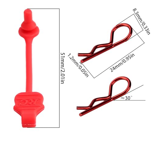 8PCS TGCWENG Universal RC Body Clips w/Pull Tabs Car Clips R Clips for All 1/10 1/12 Scale TRX4 Losi HPI Arrma Kyosho Himoto RC Car Truck Crawler Body Shell Upgrades (1.2mm Red Clips+Red Pull) - color: Red Clips+Red Pull
