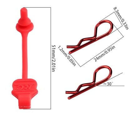8PCS TGCWENG Universal RC Body Clips w/Pull Tabs Car Clips R Clips for All 1/10 1/12 Scale TRX4 Losi HPI Arrma Kyosho Himoto RC Car Truck Crawler Body Shell Upgrades (1.2mm Red Clips+Red Pull) - color: Red Clips+Red Pull