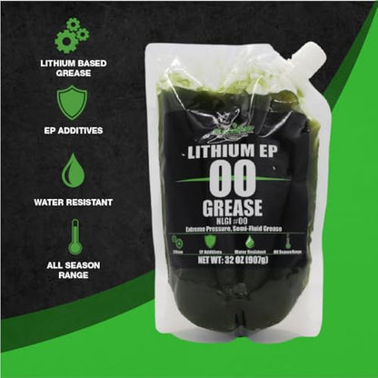 Lithium EP00 Grease, 32 oz EZ Squeeze Pouch (12 pk) | Used for Disc Mowers, Gear Boxes, Auger and Mixer Drives, Cutter Bars, and more, Made in USA - size: EP00 (12)