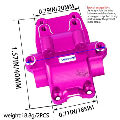 Alloy Gearbox Transmission Case Front&Rear Differential Housing for 1/18 LaTrax Teton Desert Prerunner Rally,Wave Box Gearbox Hops Up,SST-Replaces Part 7530(Pink) - color: Pink(2pcs)