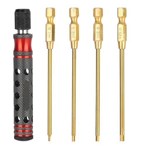 1/4" Drive RC Hex Driver Bit Set, 1.5mm 2.0mm 2.5mm 3.0mm Hex Allen Wrench Drill Bits Screwdriver for RC Repair