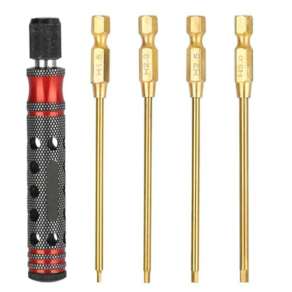 1/4" Drive RC Hex Driver Bit Set, 1.5mm 2.0mm 2.5mm 3.0mm Hex Allen Wrench Drill Bits Screwdriver for RC Repair