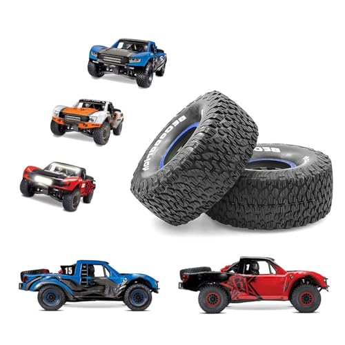1/7 1/8 RC Short Course Truck Wheels 17mm Hex And Tires OD 5.31" Off Road Tyres For 1:7 1:8 Scale Buggy Truck Car TRAXXAS UDR FS Atom ARRMA Mojave 6S EXB YK4072 DF7 TB7 Upgrades 4PCS (Blue) - color: Blue