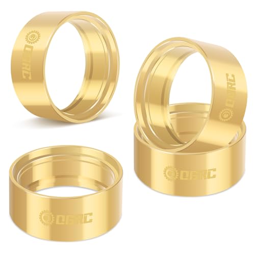 OGRC 1.9 Brass Inner Beadlock Clamp Ring 1/10 Wheel Weights for SCX10 TRX4 | 105g/PC, 420g Total Weights, Fits 1.9 Wheel Rim, for Axial Redcat RC4WD Wltoys RC Crawler - color: Gold
