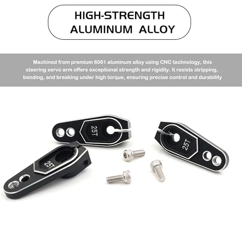 Aluminum 25T Servo Horn for 1/8 1/10 RC Off Road Crawler Drift (Silver) | Servo Arm Compatible with Futaba Savox Power HD HSP Servos Motor,CNC Machined,High Strength,Precision Fit - color: 3 Black Silver Packs