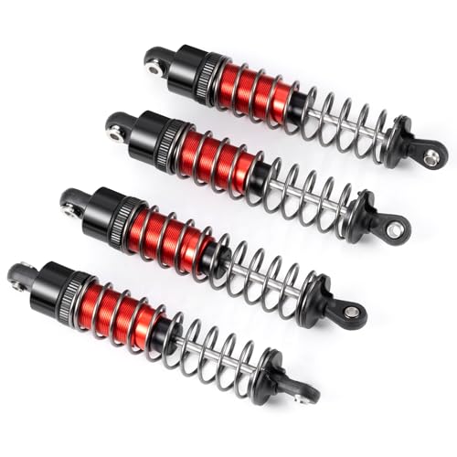 SCX10 TRX4 90MM Shocks Long Threaded Shock Absorber Oil Damper Set | Adjustable Suspension Shock Absorber Damper Kit with Spring for TRX4 TRX6 Axial SCX10 D90 90046 1/10 RC Car (Red-90MM) - color: Red-90MM