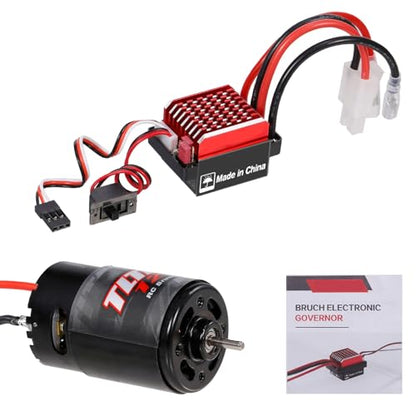 HUIOP RC Motor, 550 12T Brushed Motor with 60A/360A ESC Brushed Electric Speed Controller 6V/2A for Racing Car Truck Replacement for TRAX4 1/10