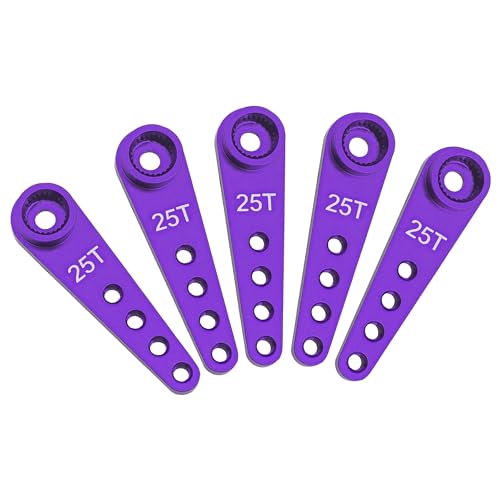 5Pcs ShareGoo 25T Servo Horn 37mm Metal 25 Teeth Extension Steering Arm Server Compatible with Futaba Savox Power HD HSP MG995 MG996 Servos for RC Car Truck (Purple) - color: Purple