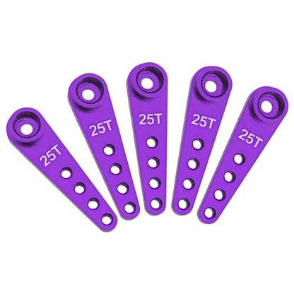 5Pcs ShareGoo 25T Servo Horn 37mm Metal 25 Teeth Extension Steering Arm Server Compatible with Futaba Savox Power HD HSP MG995 MG996 Servos for RC Car Truck (Purple) - color: Purple