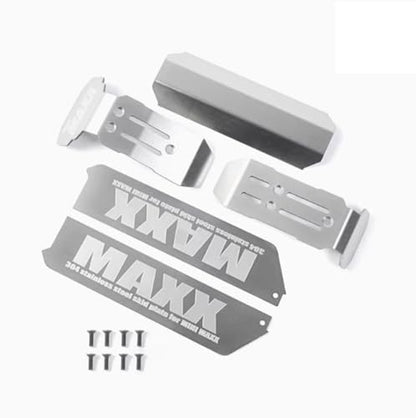 Mini Maxx Skid Plate, Stainless Steel Chassis Armor Protect for TRAXXAS Mini Maxx Front Center Rear Skid Plate Upgrade Parts(5pcs/Set)