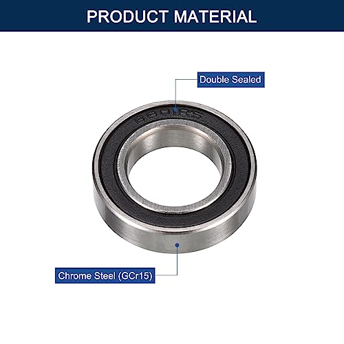 6801-2RS Deep Groove Ball Bearings, ID 12mm x OD 21mm x Width 5mm Double Rubber Sealed Ball Bearing Pre-Lubricated Chrome Steel Z2 Lever 10pcs - size: 6801-2RS 12x21x5mm
