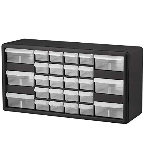 Akro-Mils 26-Drawer Plastic Storage Cabinet, 20"W x 6"D x 10"H, Black | Plastic Cabinet w/ Drawers for Garage Organization, Beads, Building Bricks Storage, Teacher Toolbox, Makeup Organizer, 10726 - size: 26-Drawer