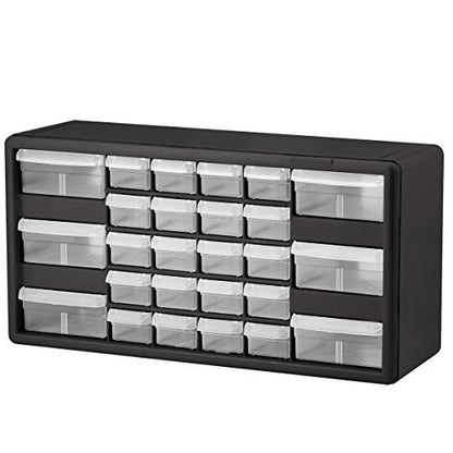 Akro-Mils 26-Drawer Plastic Storage Cabinet, 20"W x 6"D x 10"H, Black | Plastic Cabinet w/ Drawers for Garage Organization, Beads, Building Bricks Storage, Teacher Toolbox, Makeup Organizer, 10726 - size: 26-Drawer