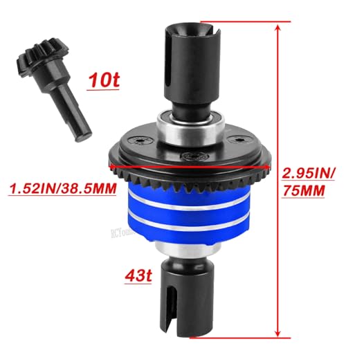 RC 43T/10T Front&Rear Diff Gear Differential Upgrades Part for 1/8 Kraton,Outcast,Notorious,Talion 6s BLX/EXB,1/7 Big Rock,Fireteam,Mojave 6s BLX,Navy Blue - color: Navy Blue-(upgrades）