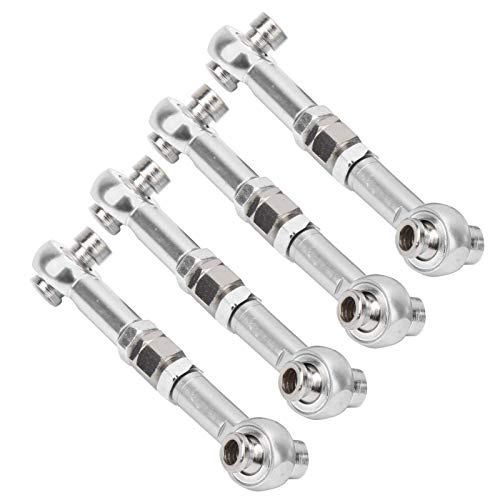 4Pcs Aluminum Alloy Steering Linkage Rods Upgrade Kit Fit for HSP 94122 94123/10 RC Cars Red Silver Metal Arms Replacement Parts Enhanced and Durability Truck Accessories - color: Silver