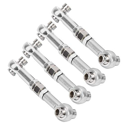 4Pcs Aluminum Alloy Steering Linkage Rods Upgrade Kit Fit for HSP 94122 94123/10 RC Cars Red Silver Metal Arms Replacement Parts Enhanced and Durability Truck Accessories - color: Silver