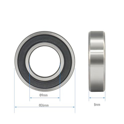 626-2RS 20 PCS Deep Groove Ball Bearing 6×19×6mm Double Black Rubber Sealed Ball Bearing Chrome Steel P0 Z2 Bearing for Industrial Machine,Power Tools and Mechanical Equipment - size: 626-2RS Size 6×19×6mm