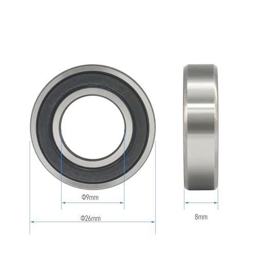 626-2RS 20 PCS Deep Groove Ball Bearing 6×19×6mm Double Black Rubber Sealed Ball Bearing Chrome Steel P0 Z2 Bearing for Industrial Machine,Power Tools and Mechanical Equipment - size: 626-2RS Size 6×19×6mm