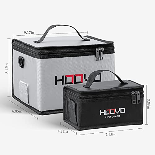 HOOVO Lipo Bag Fireproof Explosionproof Lipo Battery Safe Bag | LiPo Guard Safe Bag for Lipo Battery Storage and Charging with Double Zipper