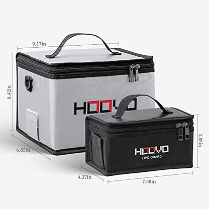HOOVO Lipo Bag Fireproof Explosionproof Lipo Battery Safe Bag | LiPo Guard Safe Bag for Lipo Battery Storage and Charging with Double Zipper