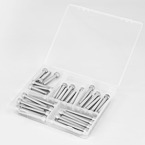 M6 x 30mm 35mm 40mm 45mm 50mm Hex Socket Head Cap Screws Bolts 304 Stainless Steel Metric Machine Allen Hex Drive, Fully Threaded, Assortment Kit 40PCS - size: M6 x 30/35/40/45/50mm (40PCS)
