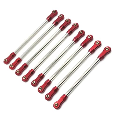 Rc Upgrade Spare For YIKONG YK4106 YK4107 1/10 8pcs Metal Pull Rod Link Rod Linkage RC Crawler Car Upgrade Parts Accessories(Red) - color: Red