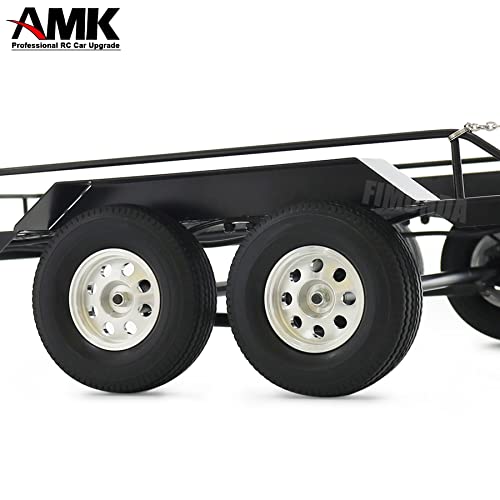 Metal Builder Kit 1/10 RC Trailer with Hitch Mount Receiver & Hauling Ropes for Crawler Cars Axial SCX10 D90 Wrangler TRX4 TRX6 Redcat GEN8