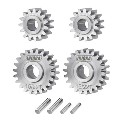 INJORA Stainless Steel 15/22T Overdrive Portal Gears Set for 1/18 RC Crawler Redcat Ascent-18 Upgrade - size: 15/22T