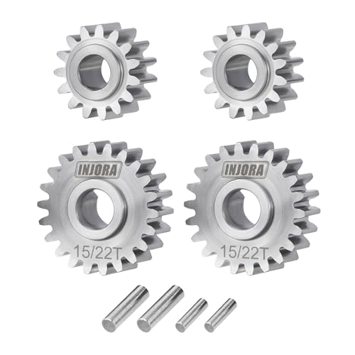 INJORA Stainless Steel 15/22T Overdrive Portal Gears Set for 1/18 RC Crawler Redcat Ascent-18 Upgrade - size: 15/22T
