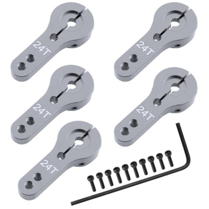 Hobbypark 5-Pack Metal 24T Aluminum Servo Horn M3 for Hitec Steering Arm RC Car Plane Parts
