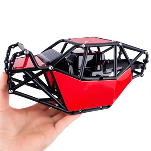 AMK RC Crawler Roll Cage, 1/10 Scale Nylon Rock Buggy Body Cage for Axial SCX10 SCX10 II, Durable RC Rock Crawler Upgrade Part (Red) - color: Red