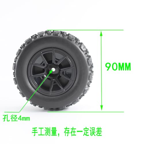 KingVal 4PCS Rubber Wheels Tires 90x43mm Hex 12mm RC Spare Parts Compatible with SCY 16101 16101PRO 16102 16102PRO WLtoys 144010 MJX 14209 14210 RC Car