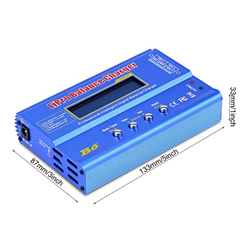 80W RC Lipo Battery Balanced Charger, B6 Smart Digital Charge Discharge Tool with Cables Multi Protection Lithium Battery Charger 1-15 NiCd NiMH RC Accessory for 1-6S Lithium Cells (with XT60 Plug) - size: With XT60 plug